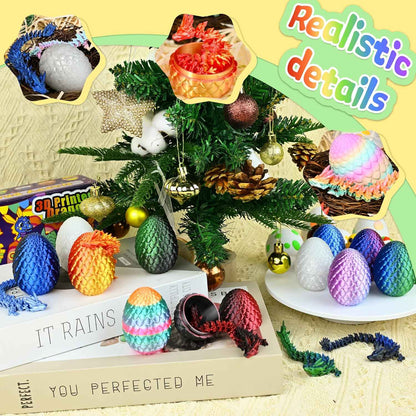 Easter 3D Printed Dragon Eggs, Prefilled Easter Dragon Egg with Dragon Toy for Basket Stuffers, Goodie Bag Fillers, Easter Egg Hunt, Unique Easter Basket Essentials for Kids