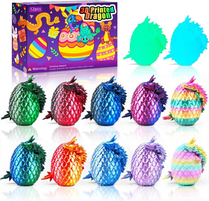 Easter 3D Printed Dragon Eggs, Prefilled Easter Dragon Egg with Dragon Toy for Basket Stuffers, Goodie Bag Fillers, Easter Egg Hunt, Unique Easter Basket Essentials for Kids