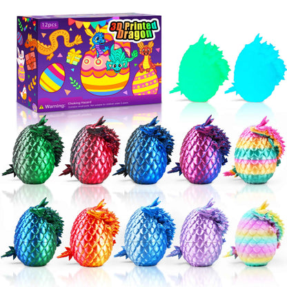Easter 3D Printed Dragon Eggs, Prefilled Easter Dragon Egg with Dragon Toy for Basket Stuffers, Goodie Bag Fillers, Easter Egg Hunt, Unique Easter Basket Essentials for Kids