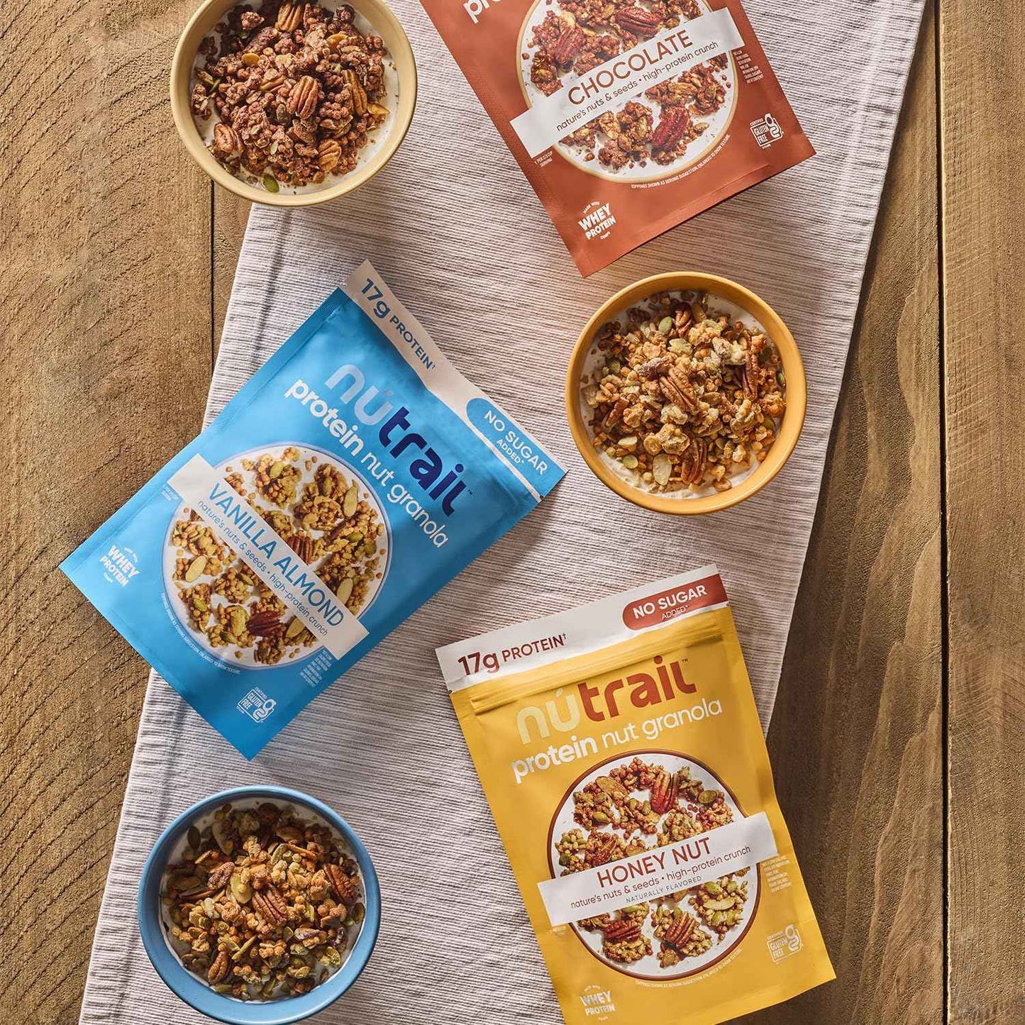 NuTrail 17g Protein Nut Granola Cereal, Variety Pack, No Sugar Added, Keto, Low Carb, Gluten Free, Grain Free, Healthy Breakfast 8 oz. 3 Count