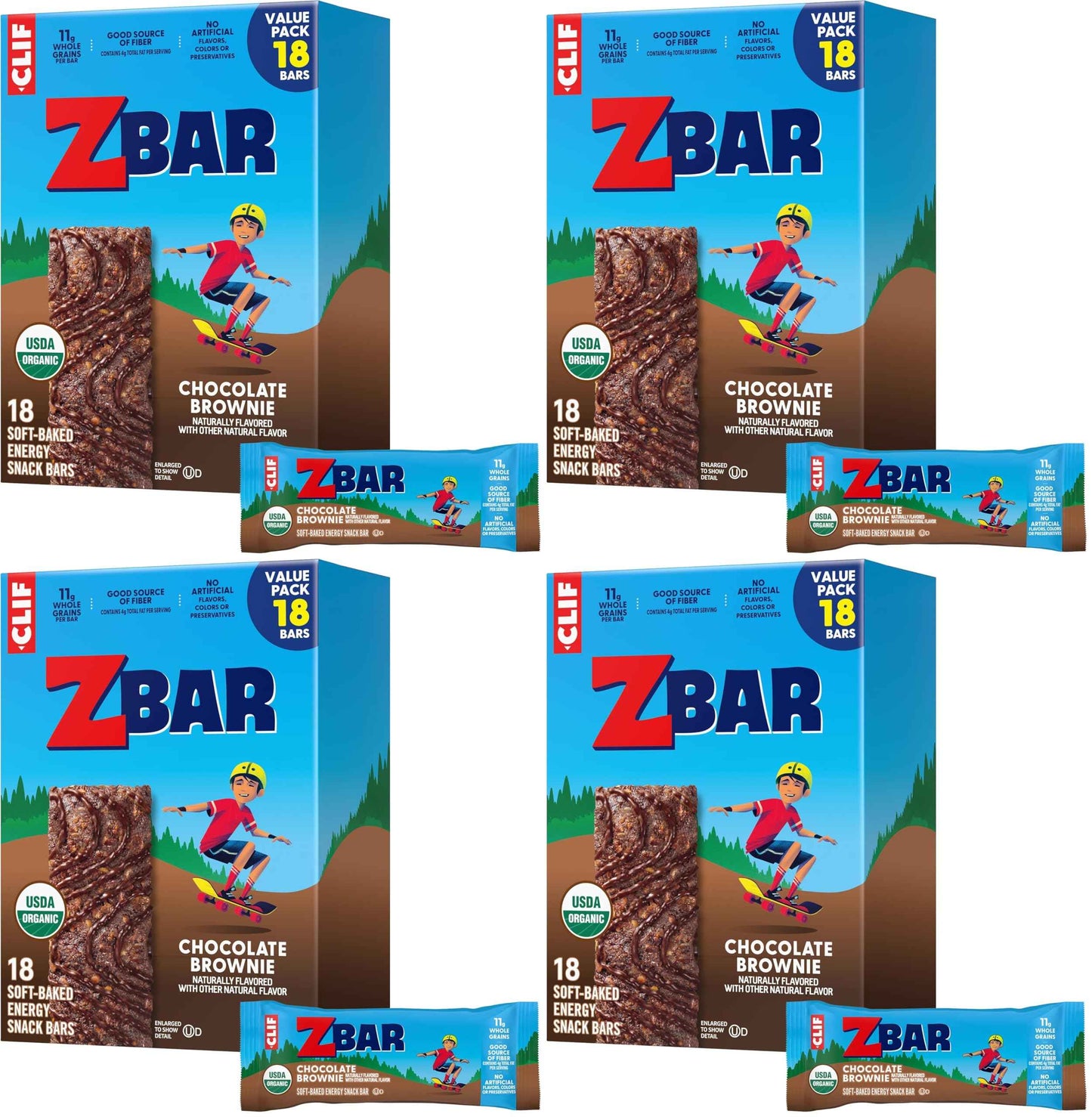 Zbar - Chocolate Brownie - Soft-Baked Energy Snack Bars - Non-GMO - 11g Whole Grains - USDA Organic Granola Bars - Snacks for Kids
