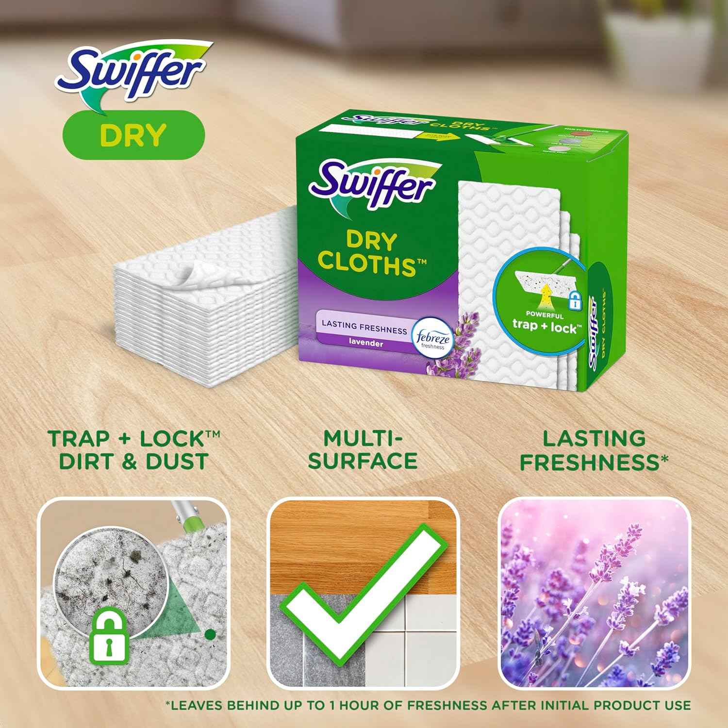Swiffer Sweep + Mop, Dry Pads Refill, Floor Cleaner for Dirt, Dust, Hair, Cleaning Cloths for Mopping Home, Bathroom, Kitchen, Dust Mop, Floor Duster