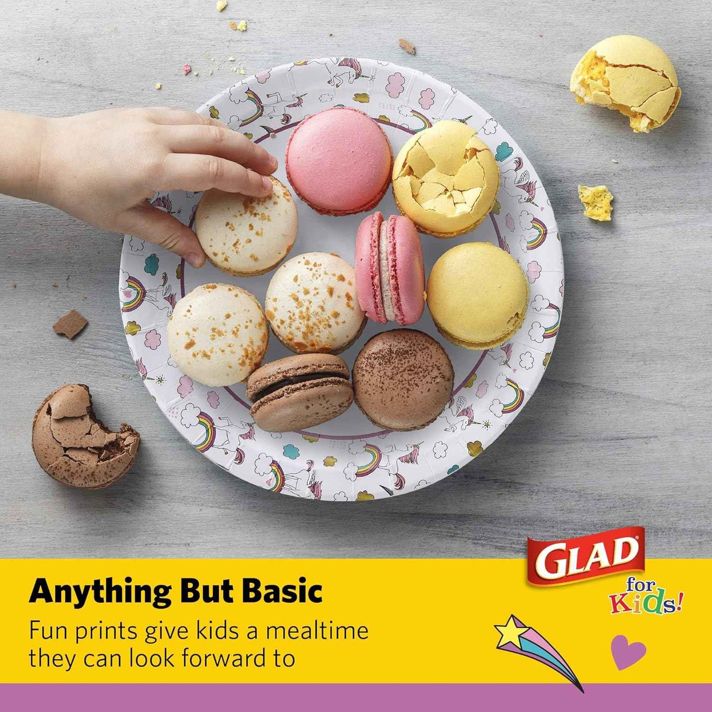 Glad for Kids Unicorn Theme Disposable Paper Plates, Heavy-Duty Soak-Proof Round Plates for Kids Birthdays, Parties, and Everyday Meals, Microwave Safe