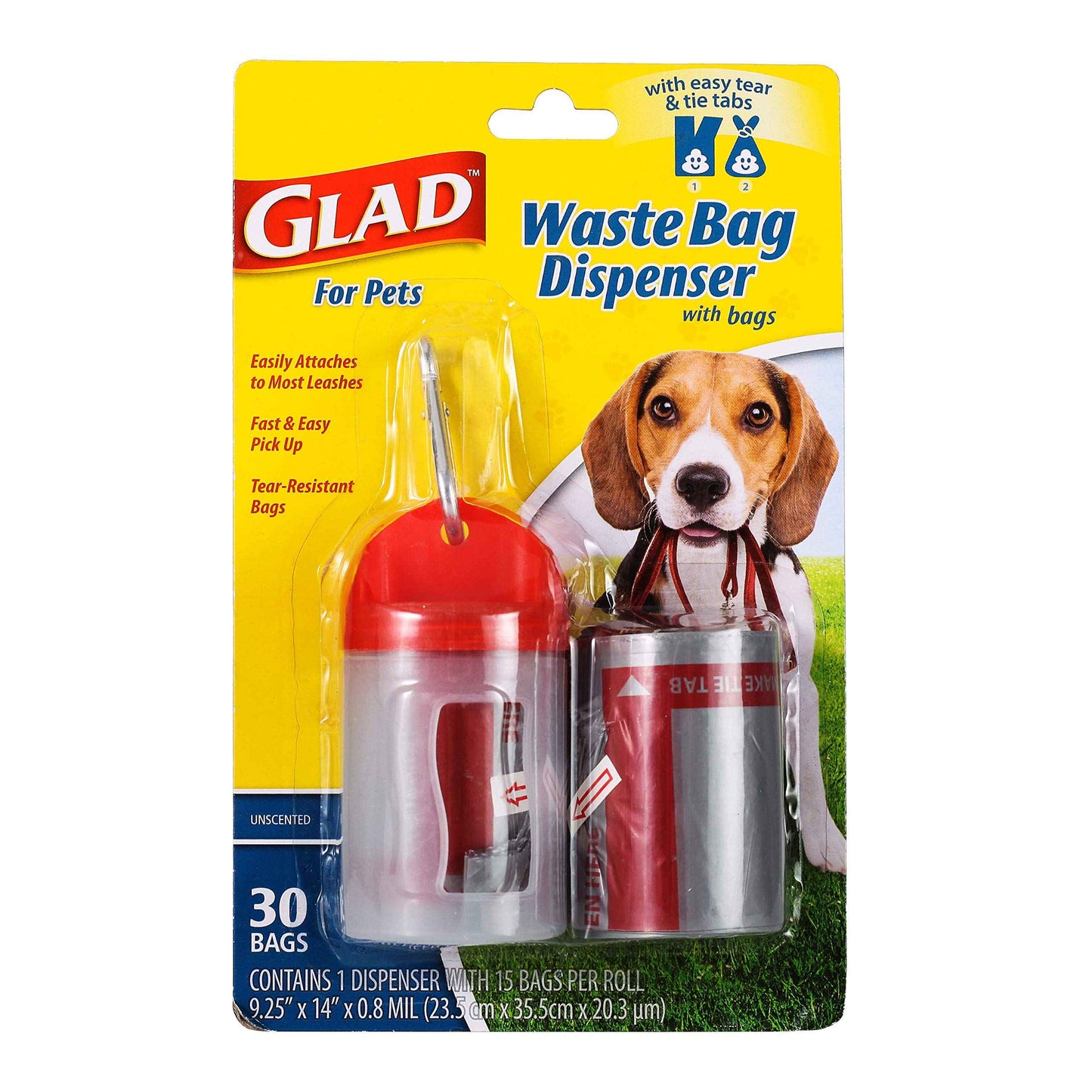 Glad for Pets Extra Large Scented Dog Poop Bags, Heavy Duty Tear-Resistant Pet Waste Pickup Bags, Easy-Tie Handles for Walking, Camping, Travel