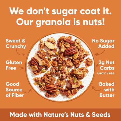 NuTrail Nut Granola Cereal, Cinnamon Pecan, No Sugar Added, Gluten Free, Grain Free, Keto, Low Carb, Healthy Breakfast 8 oz