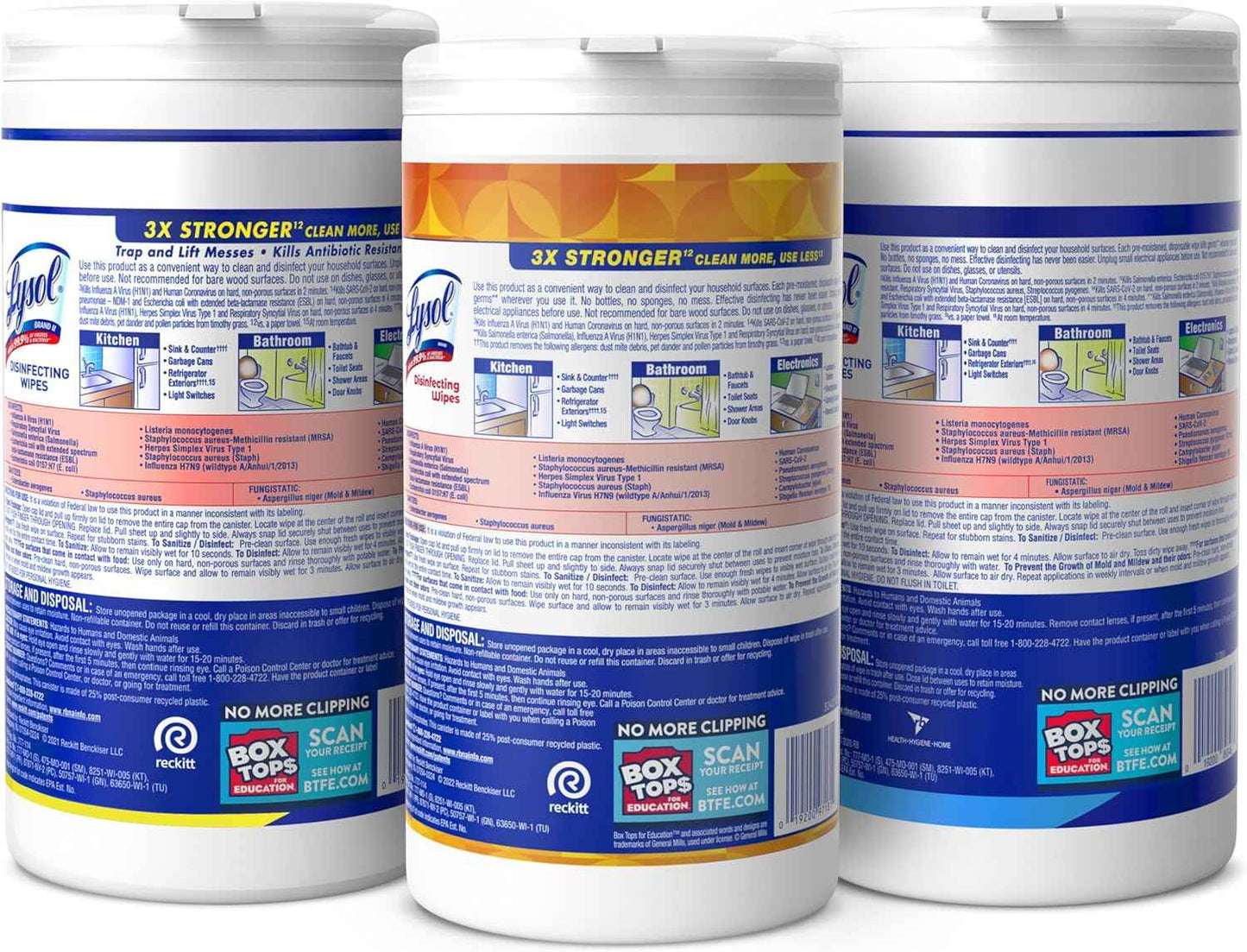 Lysol Disinfectant Wipes Bundle, Dorm Room Essentials, Multi-Surface Cleaning Wipes, For Disinfecting & Cleaning, Lemon & Lime Blossom, Crisp Linen, Mango & Hibiscus, 3x80 ct