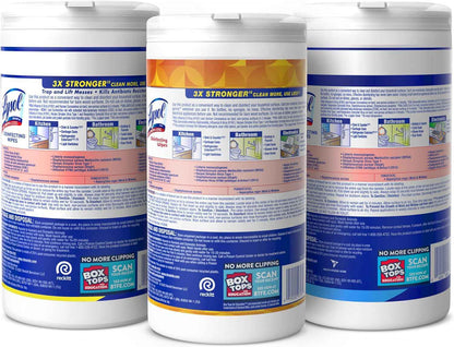 Lysol Disinfectant Wipes Bundle, Dorm Room Essentials, Multi-Surface Cleaning Wipes, For Disinfecting & Cleaning, Lemon & Lime Blossom, Crisp Linen, Mango & Hibiscus, 3x80 ct