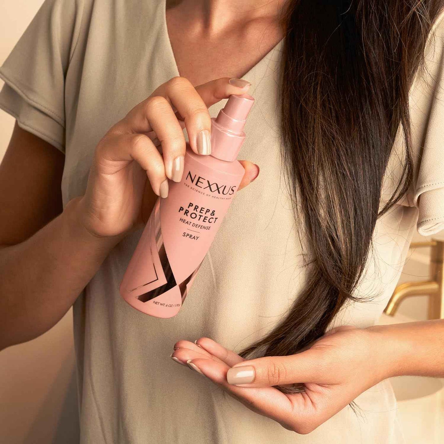 Nexxus Styling Heat Protectant Nourishing Prep & Protect Heat Defense Spray Heat Protection Spray Powered by Styleprotect Technology 6 oz