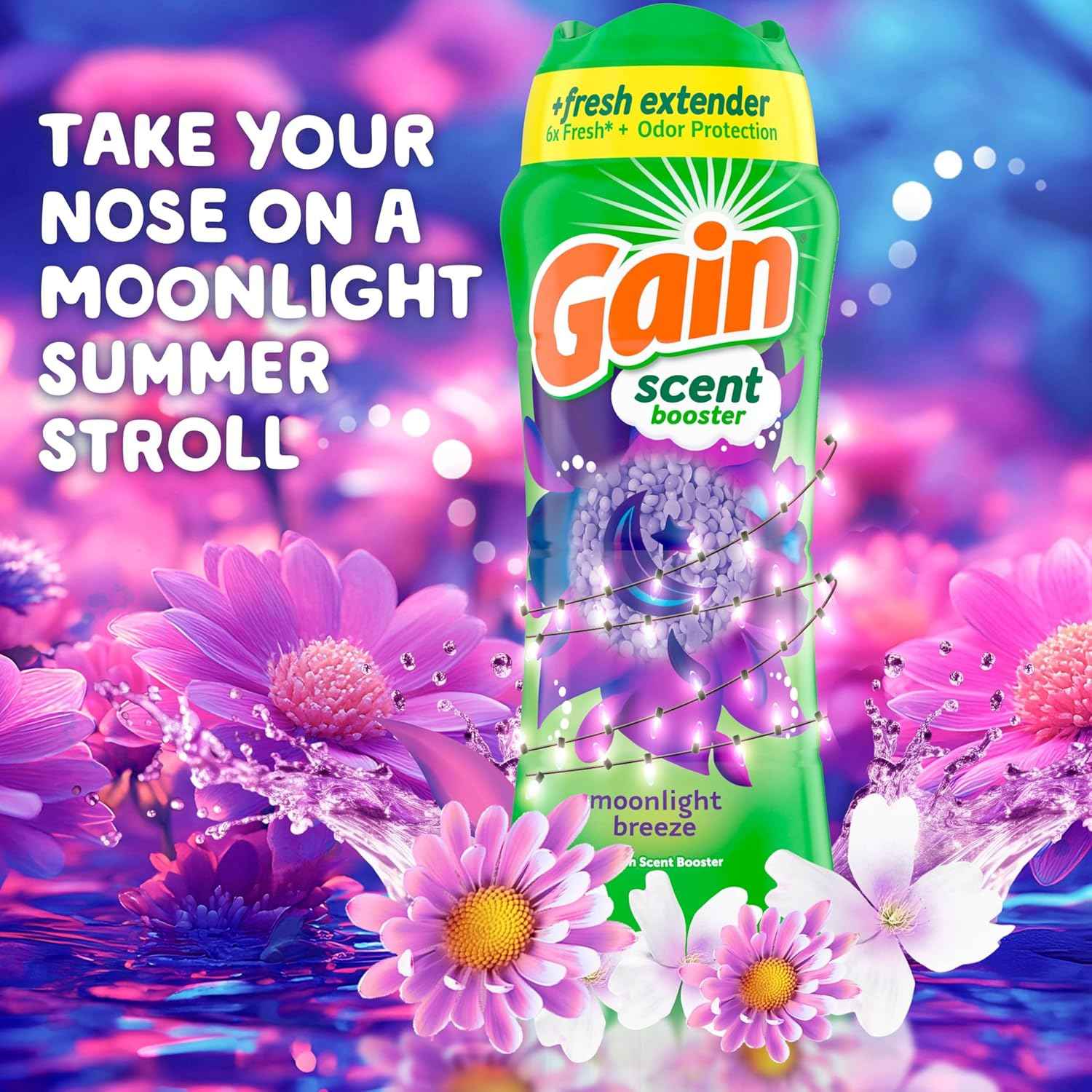 Gain In-Wash Laundry Scent Booster Beads, Moonlight Breeze Scent, Fresh Extender + Odor Protection