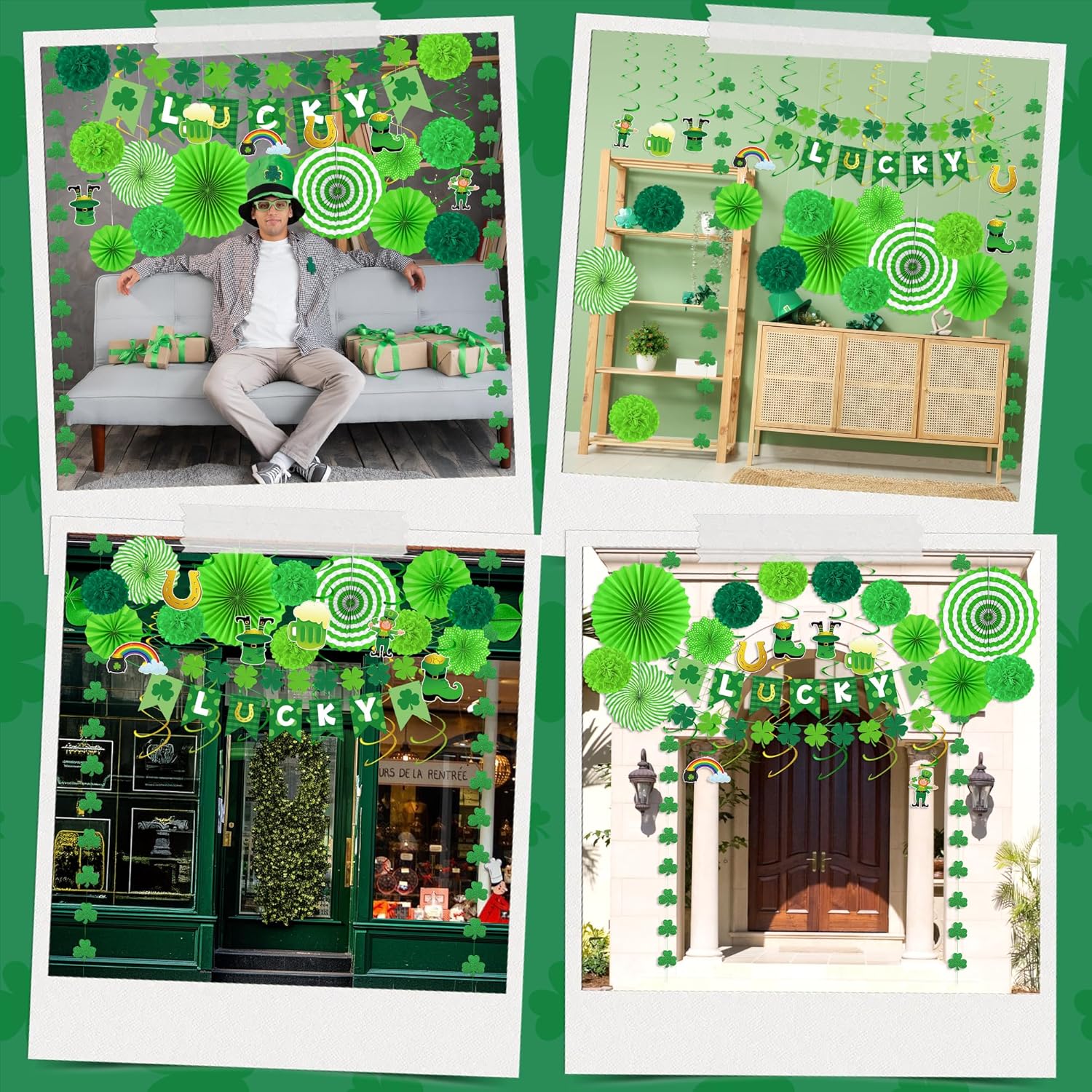 28_PCS_St_Patricks_Day_Decorations,_Green_St_Patricks_Day_Paper_Fan_Set,_Shamrock_Decorations_with_Paper_Fans_Pompoms,_Cards_and_Swirls,_Banner_and_Garlands,_Green_Party_Decorations_for_Home