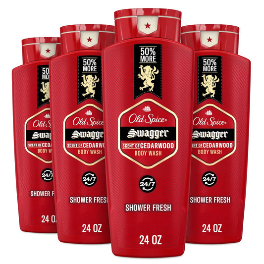 Old_Spice_Refreshing_Body_Wash_for_Men,_3X_Defense,_24/7_Shower_Fresh_with_Long_Lasting_Scent,_Red_Collection,_Swagger_with_Cedarwood_Scent,_24_oz_(Pack_of_4)
