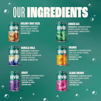 Zevia Zero Sugar Soda – Naturally Sweetened, Non-GMO Project Verified, Gluten-Free, Vegan