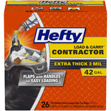 Hefty Load & Carry Heavy Duty Contractor Large Trash Bags, 42 Gallon