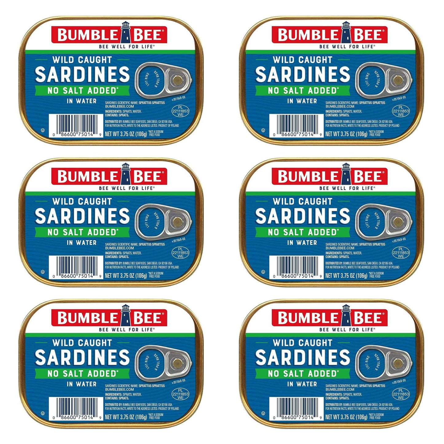 Bumble Bee Sardines, 3.75 oz Tin - Wild Caught, Gluten Free, Keto, Kosher