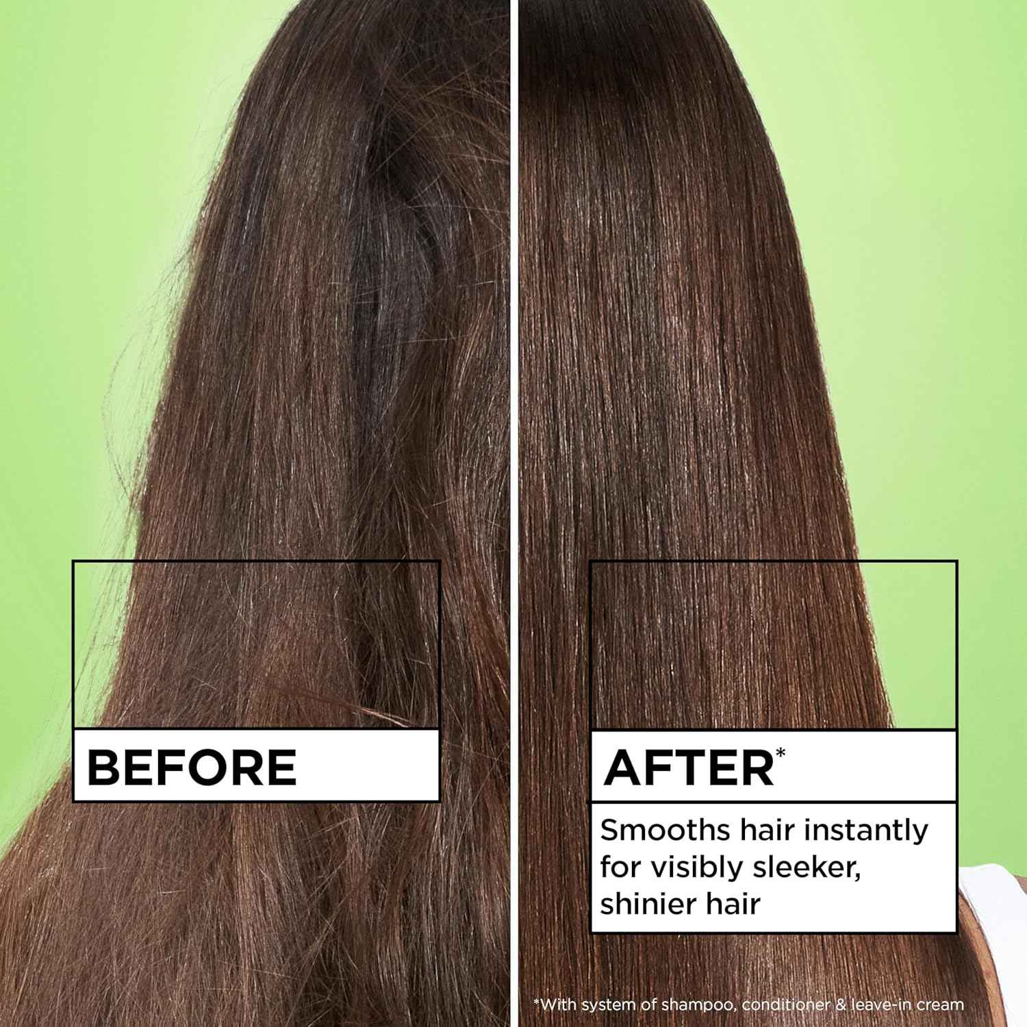 Garnier Fructis Sleek and Shine Intense Smooth Leave In Conditioner, Conditioning Hair Cream for Frizzy, Dry Hair, Plant Keratin + Argan Oil
