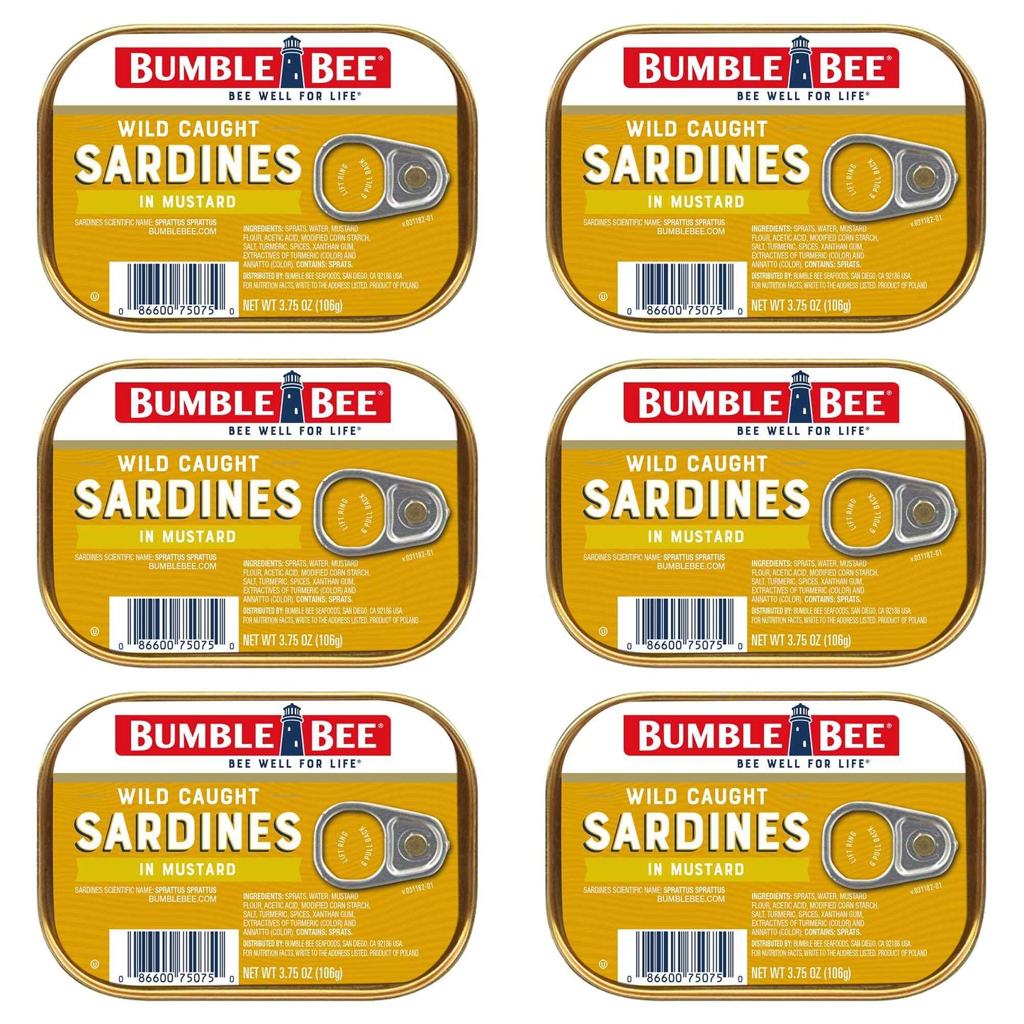 Bumble Bee Sardines, 3.75 oz Tin - Wild Caught, Gluten Free, Keto, Kosher