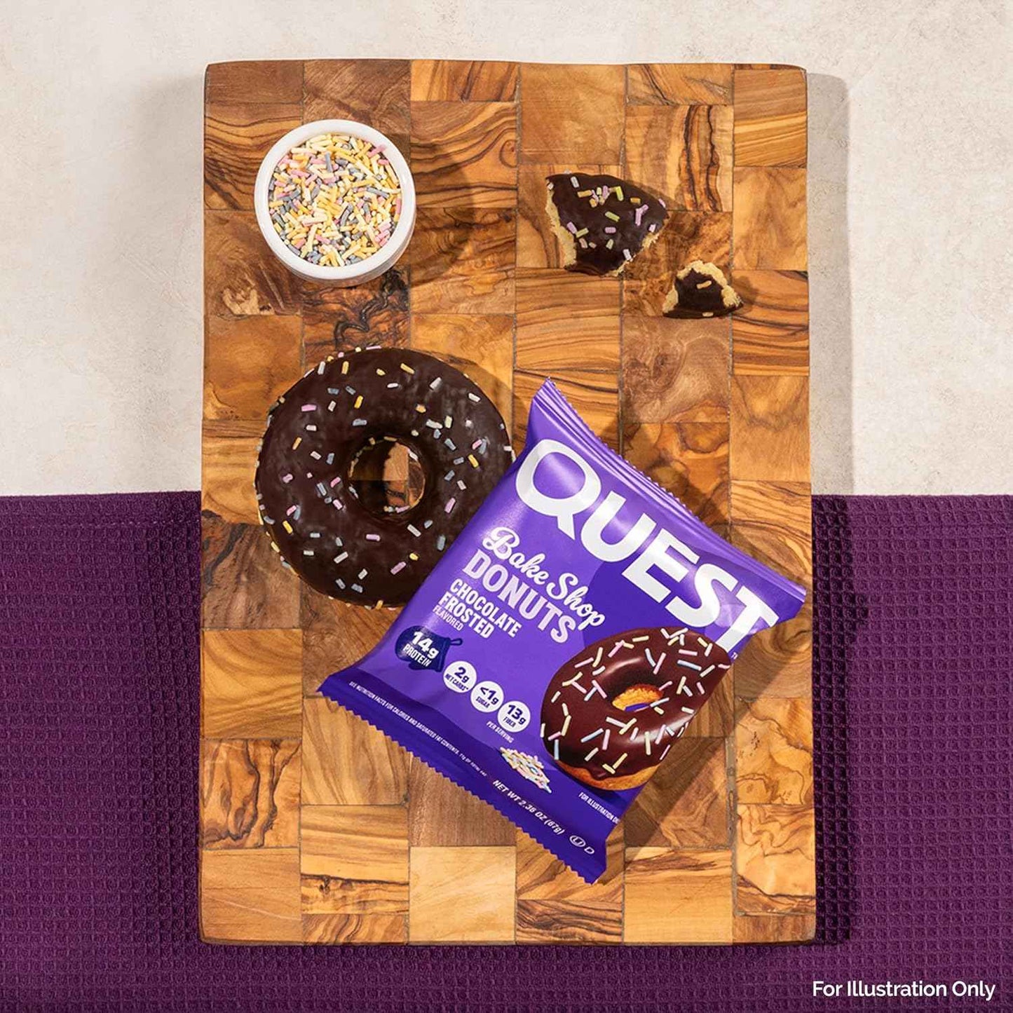 Quest Nutrition Bake Shop, Chocolate Frosted Donuts, 14g Protein, Less than 1g Sugar, Protein Snack, Low Sugar