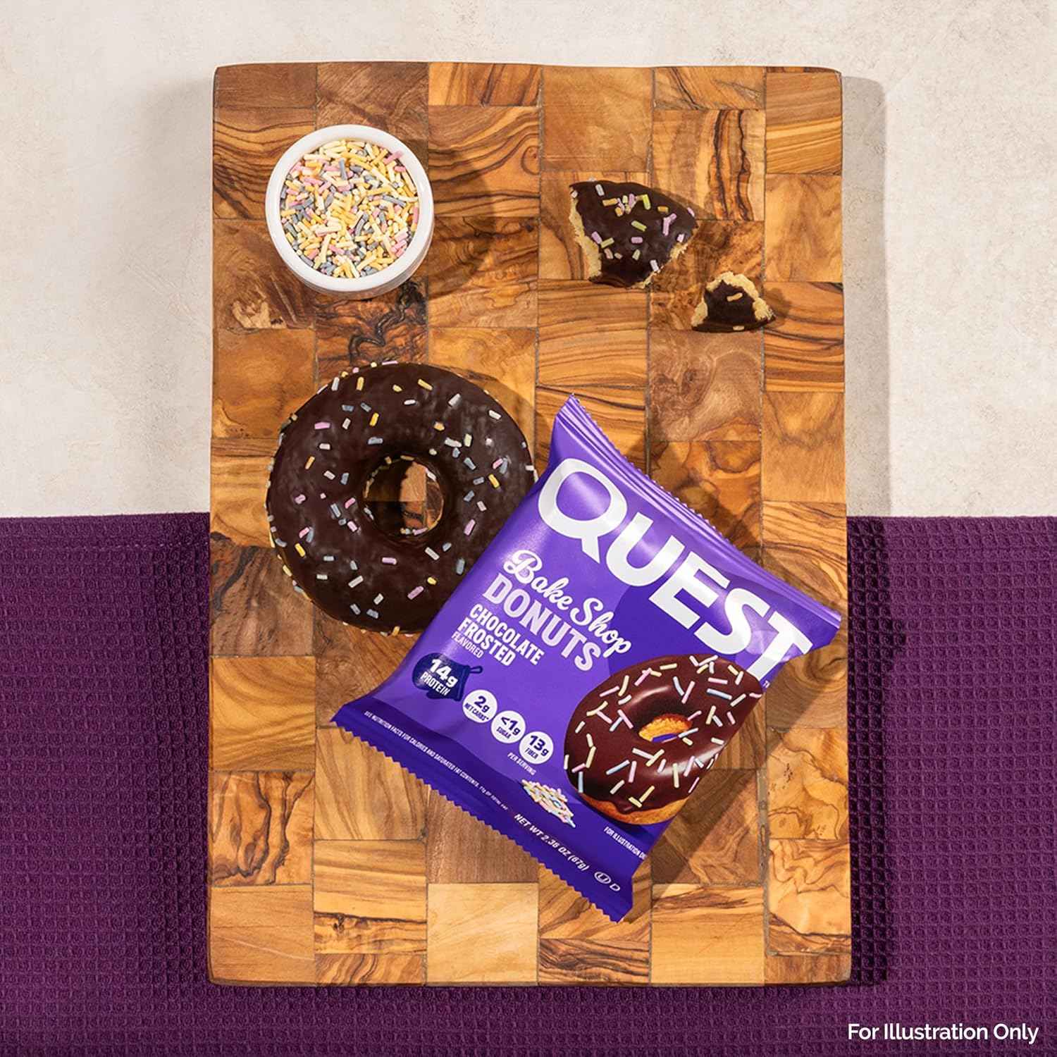 Quest Nutrition Bake Shop, Chocolate Frosted Donuts, 14g Protein, Less than 1g Sugar, Protein Snack, Low Sugar
