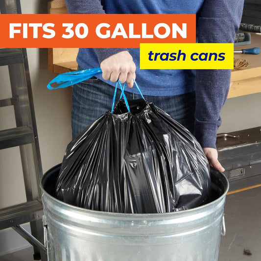 Hefty Essentials Drawstring 30 Gallon Trash Bags, Parties, Large Trash Items, and More, Scent Free