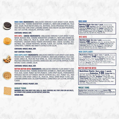 OREO Mini Cookies, Mini CHIPS AHOY! Cookies, RITZ Bits Cheese Crackers, Nutter Butter Bites & Wheat Thins Crackers, Nabisco Cookie & Cracker Variety Pack, 50 Snack Packs