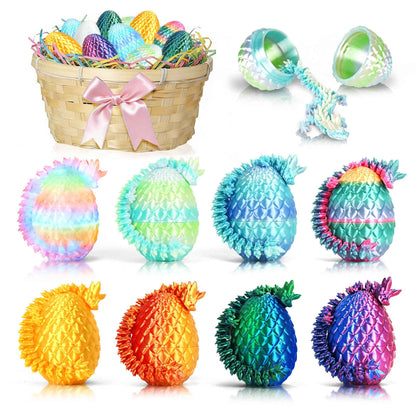 Easter 3D Printed Dragon Eggs, Prefilled Easter Dragon Egg with Dragon Toy for Basket Stuffers, Goodie Bag Fillers, Easter Egg Hunt, Unique Easter Basket Essentials for Kids