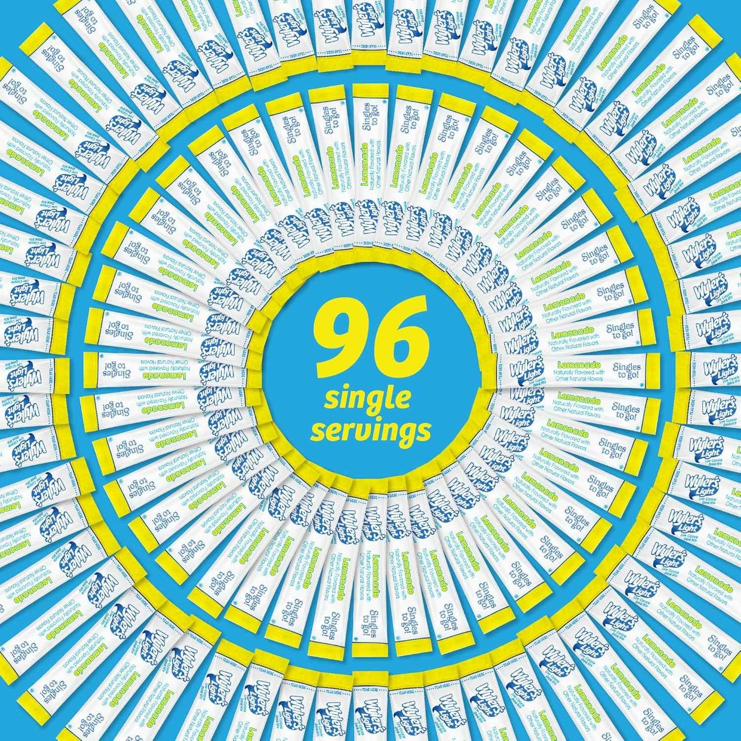 Wyler's Light Singles To Go Powder Packets, Water Drink Mix, 12 Boxes, 8 Servings per Box, 96 Total Servings
