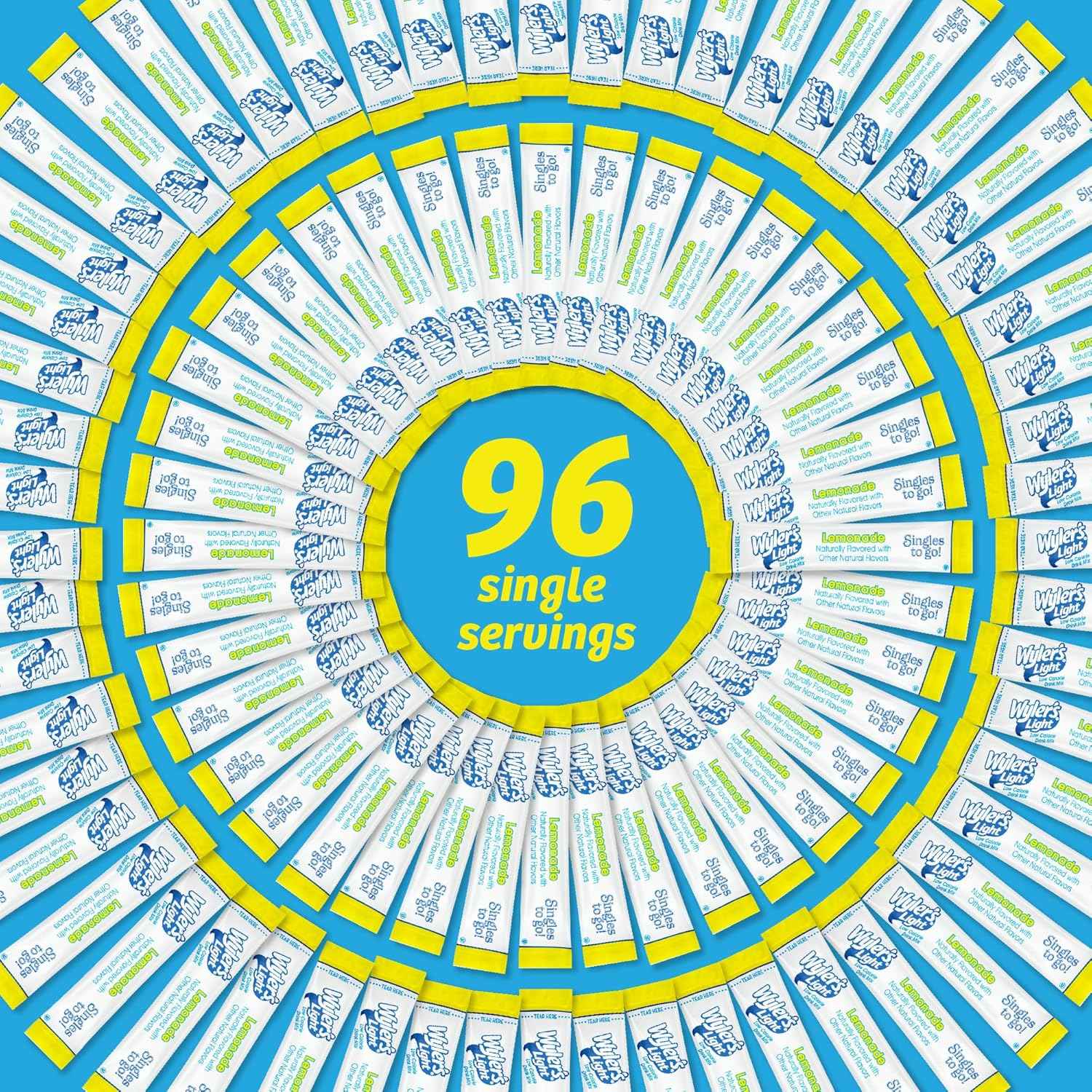 Wyler's Light Singles To Go Powder Packets, Water Drink Mix, 12 Boxes, 8 Servings per Box, 96 Total Servings