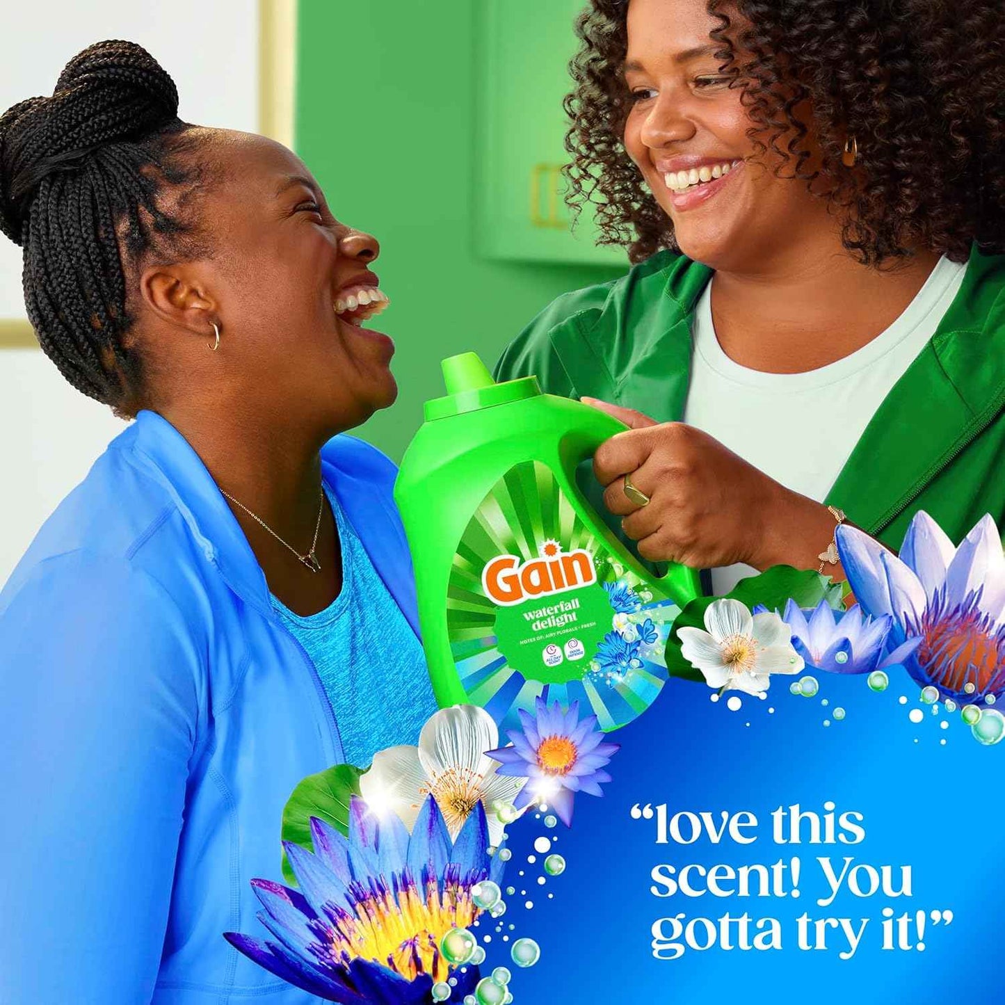 Gain Liquid Laundry Detergent with Odor Defense, Waterfall Delight Scent, Laundry Soap For HE Washing Machines