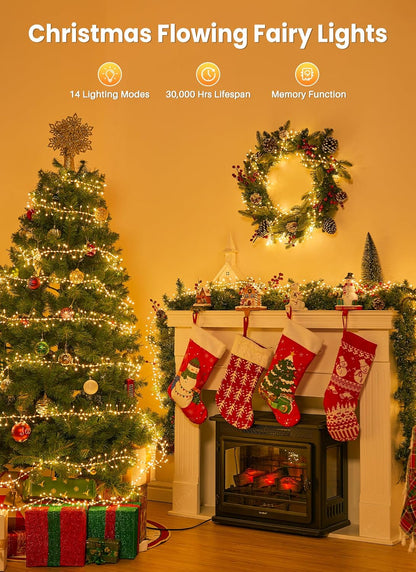 Flowing_Fairy_Lights_Plug_in_with_14_Modes,_10FT_388LED_Twinkle_Firecrackers_String_Lights_Indoor_Waterproof,_Christmas_Tree_Cluster_Lights_for_Bedroom_Garland_Christmas_Decor,_Warm_White