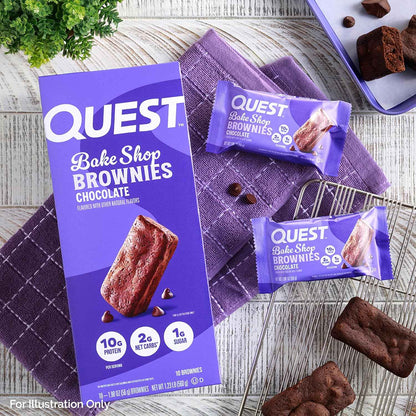 Quest Nutrition Bake Shop, Chocolate Brownies, 10g Protein, 2g Net Carbs, 1g Sugar, Protein Snack