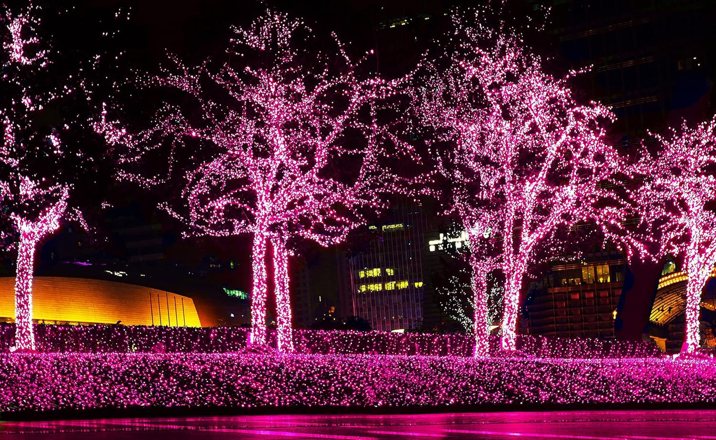 612_Vermont_100_Pink_Christmas_Lights_on_a_White_Wire_String,_UL_Approved,_Indoor/Outdoor_Use,_18’_of_Lighted_Length,_20’_of_Total_Length