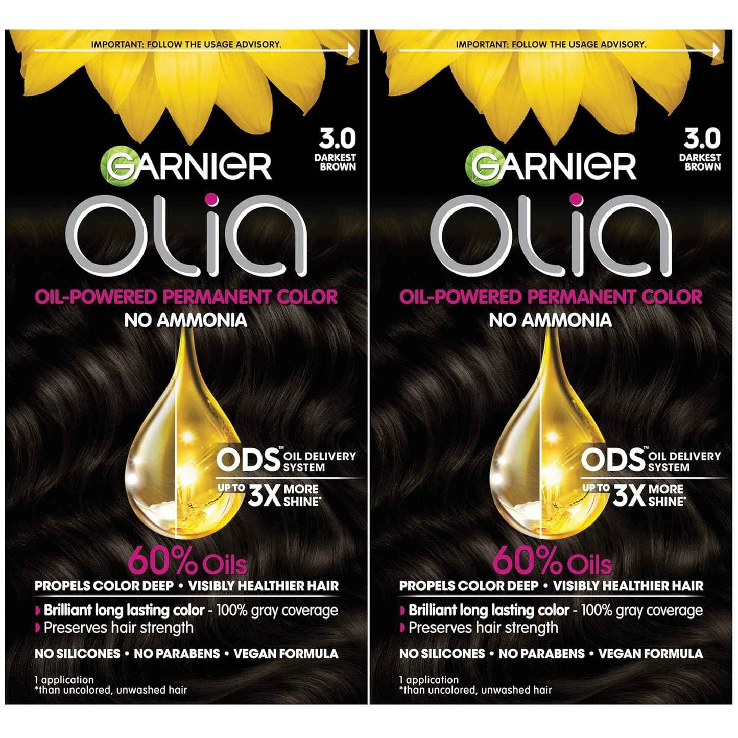 Garnier Olia Hair Color, Ammonia-Free Permanent Hair Dye, Oil-Powered Formula for 100% Gray Coverage and 3x Shinier Hair, Vegan & Cruelty Free