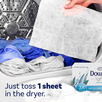 Downy Light Mega Dryer Sheets, Fabric Softener Dryer Sheets