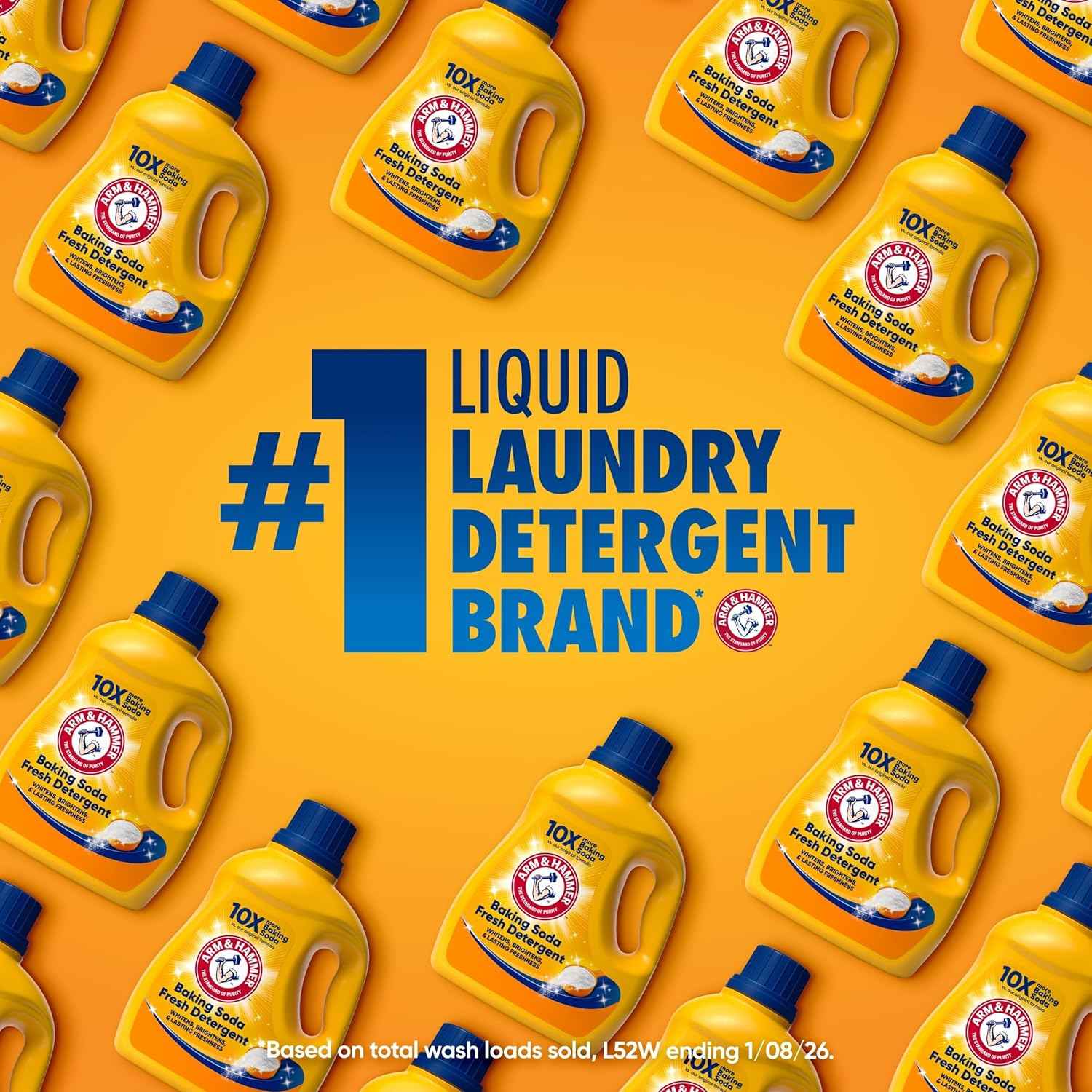 ARM & HAMMER Baking Soda Fresh Liquid Laundry Detergent, Sparkling Fresh Scent, 110 Loads, 110 Fl Oz