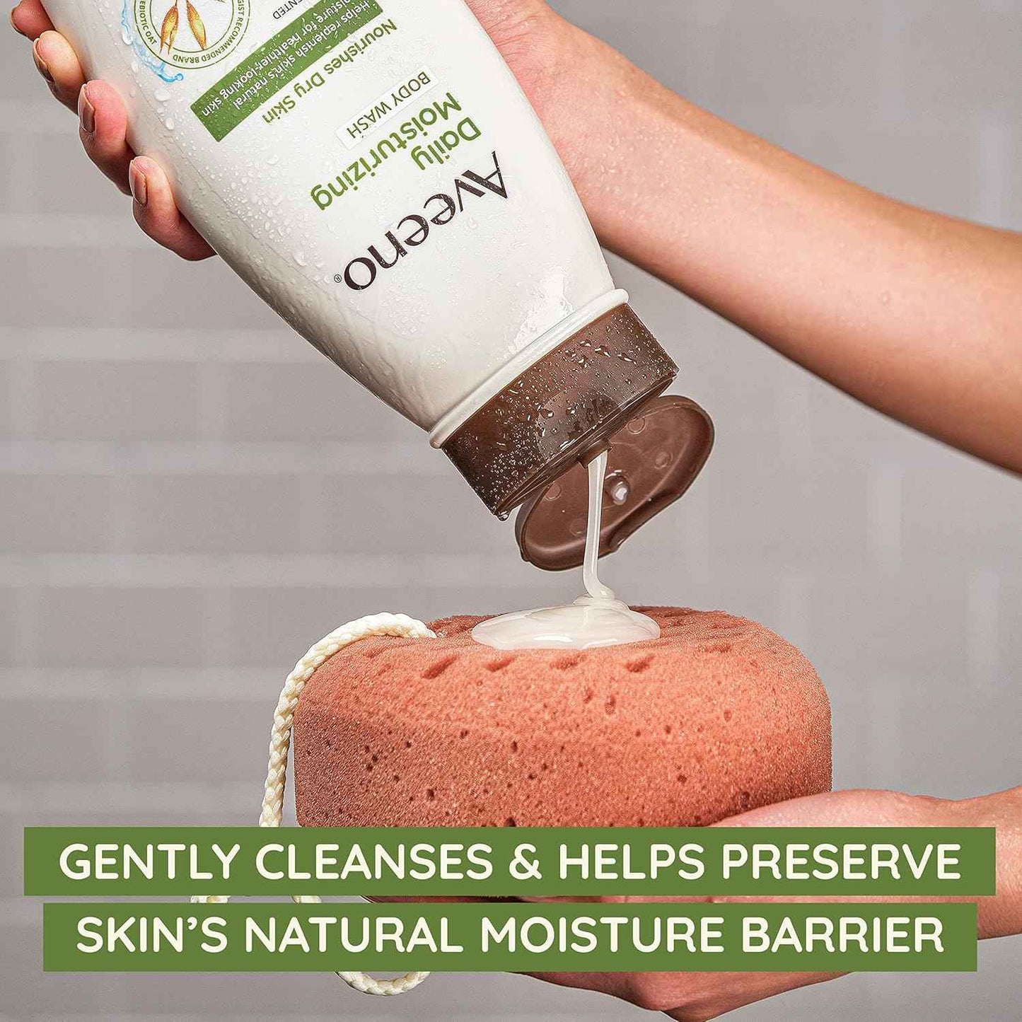 Aveeno Daily Moisturizing for Sensitive Skin + Prebiotic Oat, Gently Cleanses, Nourishes & Feels Moisturizing Dry Skin, Light Fragrance, Refill Pouch