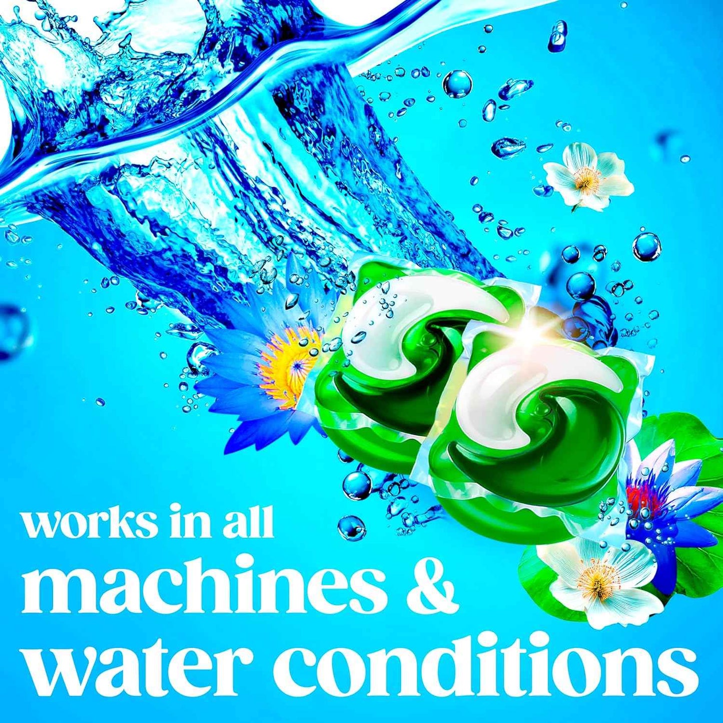 Gain Flings Liquid Washing Detergent Pacs, Now with Odor Defense + Color Guard, Waterfall Delight Scent, 4-In-1 Liquid Laundry Detergent Pods, Clean & Fresh
