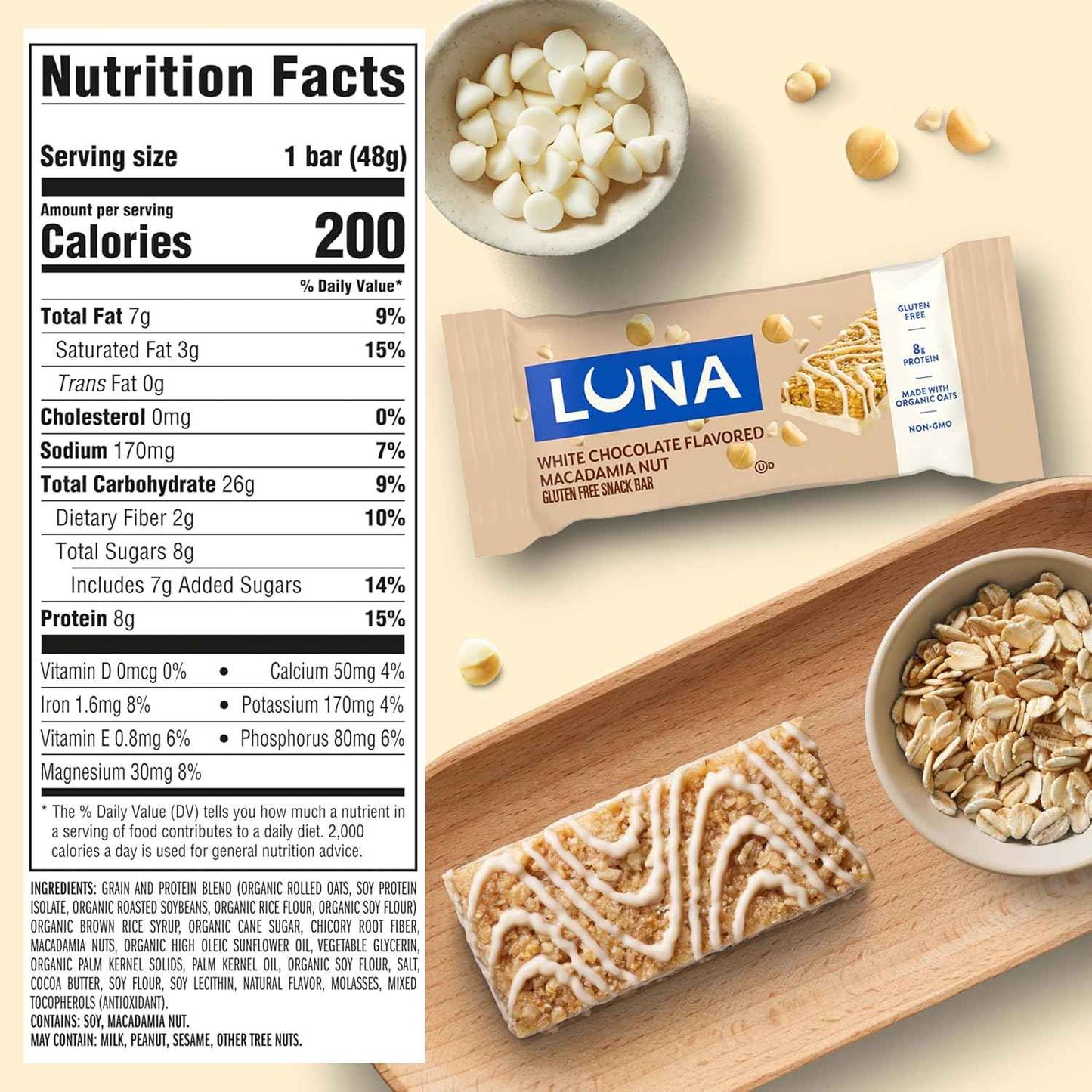 Clif, Bar Luna White Chocolate Macadamia 15 Count, 25.35 Ounce
