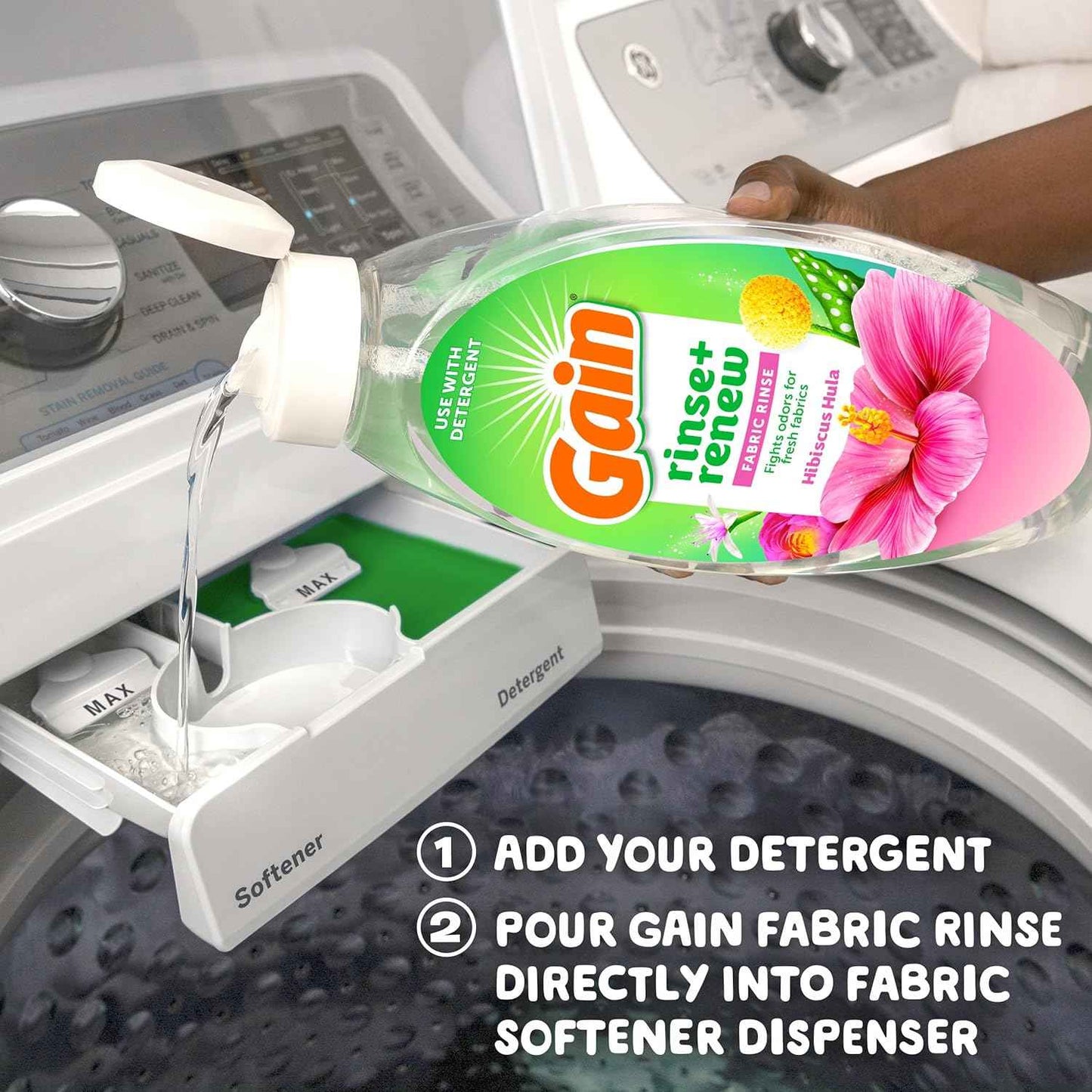 Gain Hibiscus Hula Fabric Rinse & Renew, 48 FL OZ, Laundry Odor Remover