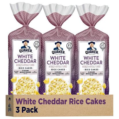 Quaker Large Rice Cakes, White Cheddar, 5.5 Oz, Pack of 3