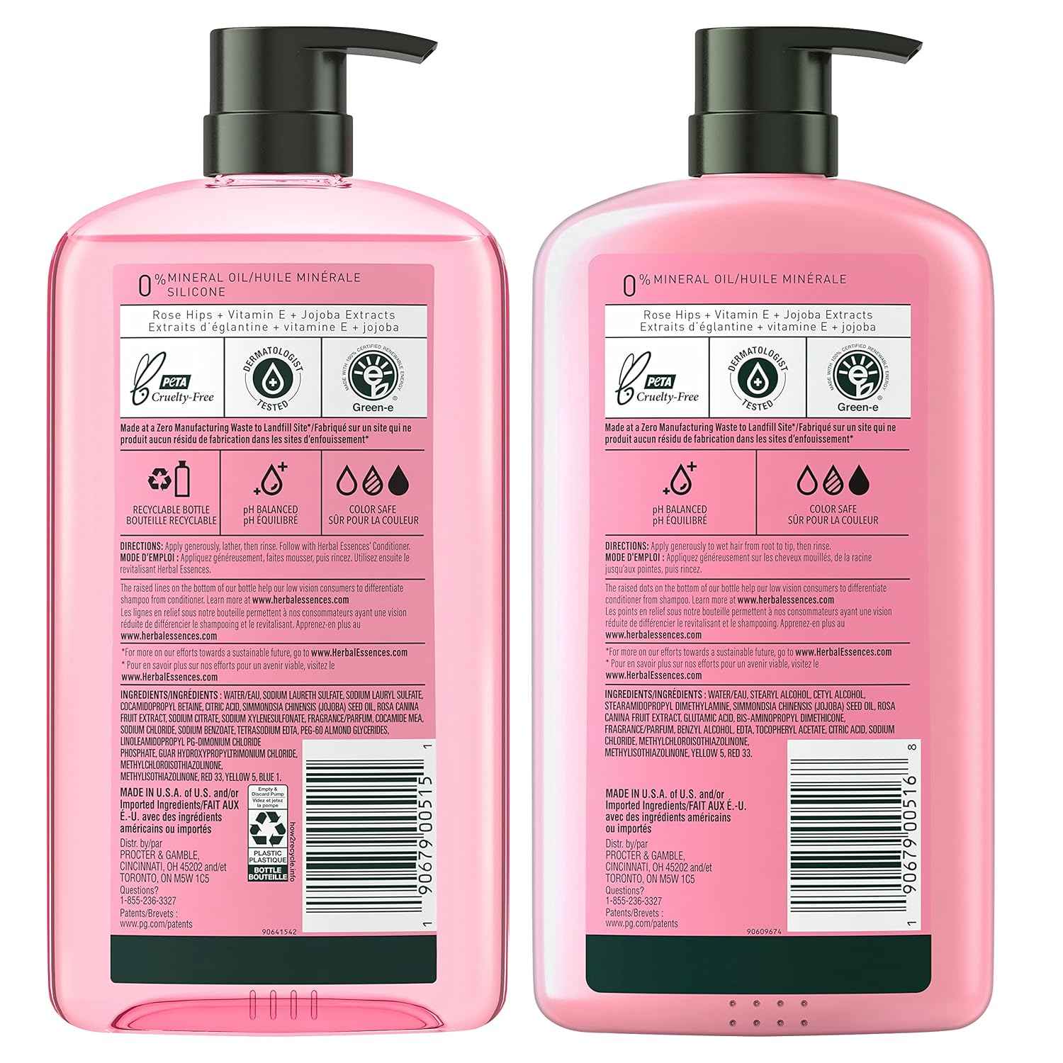 Herbal Essences Shampoo & Conditioner Set, Rose Hips - Smooth Collection, Paraben-Free, Color-Safe, Shiny Hair with Jojoba & Vitamin E, 29.2 Fl Oz Each, 2-Pack