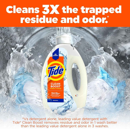 Tide Clean Boost Fabric Rinse, Removes Odors and Residues, Safe on All Fabrics, Free of Dyes and Heavy Perfumes, Original Scent