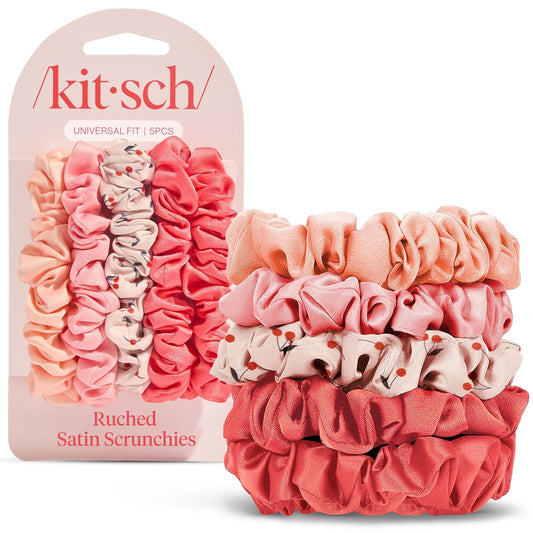 Kitsch_Satin_Scrunchies_for_Women_-_No_Crease_Hair_Ties_for_Girls_|_Scrunchies_For_All_Hair_Types_and_Textures,_Perfect_for_Day_or_Night_|_Ideal_Gifts_for_Women_-_Assorted_Cherry_Blossom,_5pcs