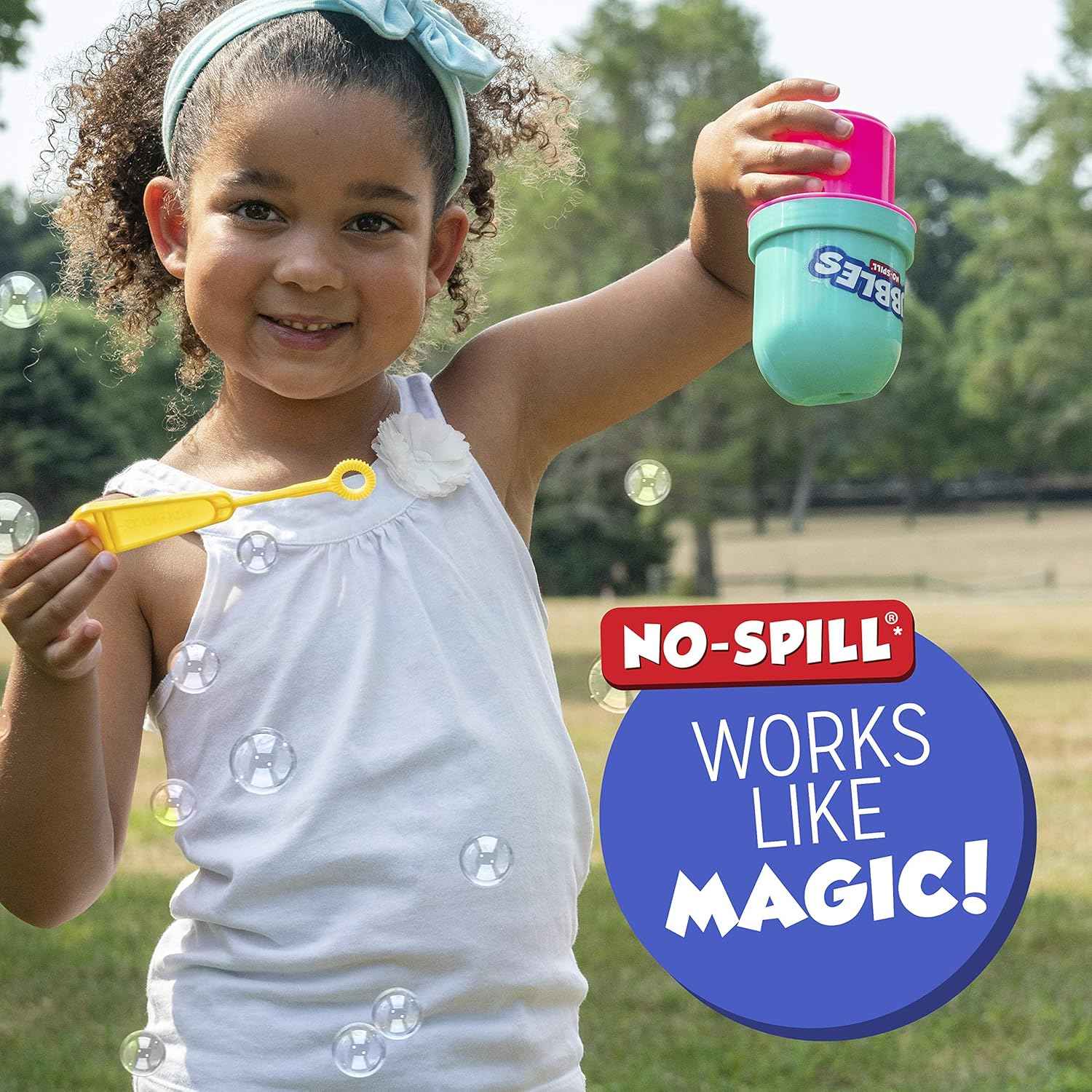 Little Kids Fubbles No-Spill Tumbler Includes 4oz Bubble Solution and bubble wand (tumbler colors may vary) Multicolor