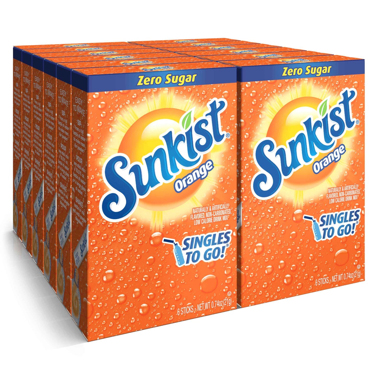 Sunkist Soda Singles To Go Drink Mix, 0.53 OZ, 6 Count (Pack of 12)