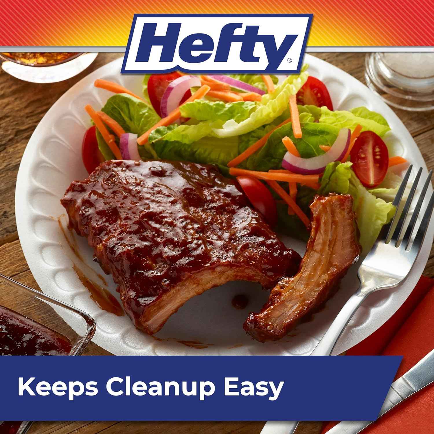Hefty Everyday Soak Proof Disposable Foam Plates, 8.9 Inches, Disposable White Plates for Lunch, Salads, and Appetizers, Great for Everyday Use, Easy Cleanup