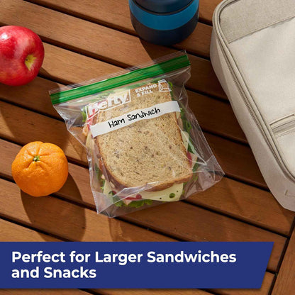Hefty XL Press to Close Plastic Sandwich Expand and Fill Food Storage Bags