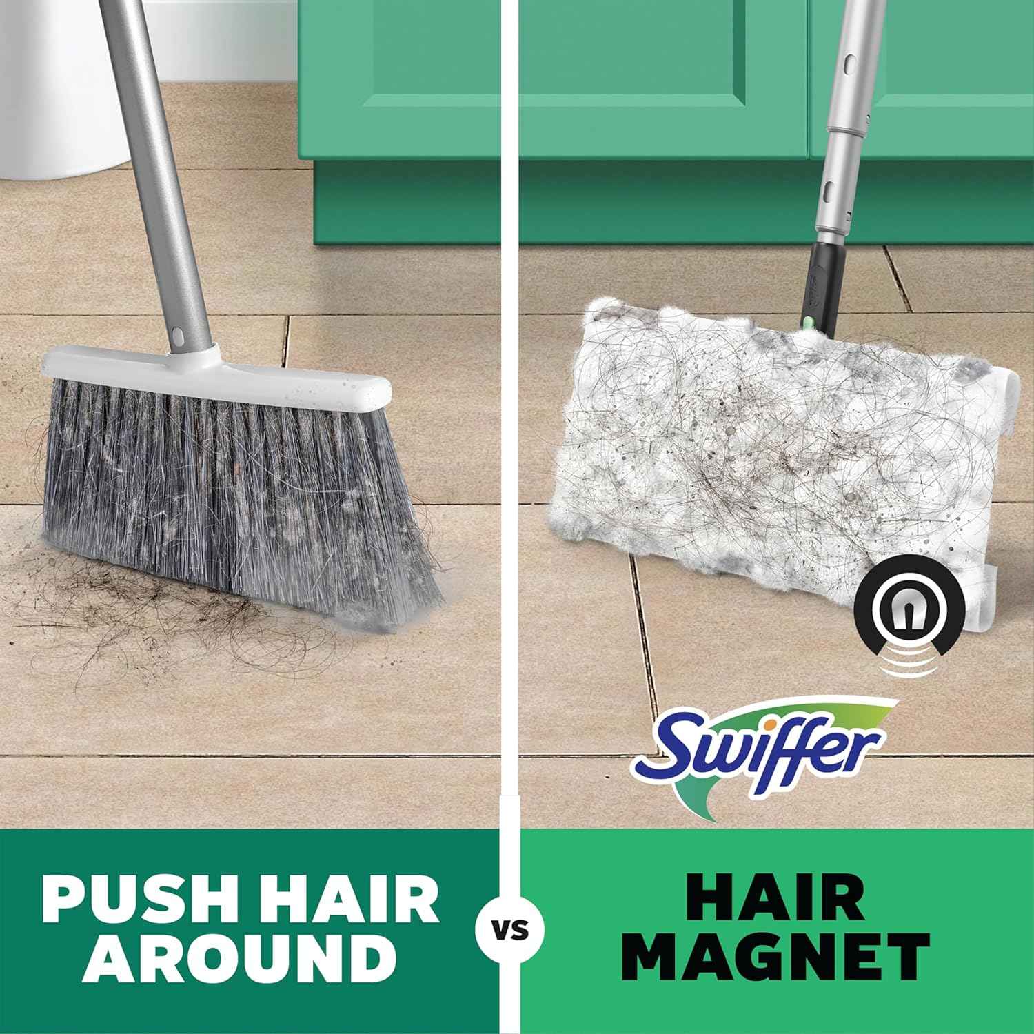 Swiffer 2-in-1 Multi-Surface Kit for Floor Cleaning, Includes 1 Sweeper Device, Dry Sweeping + Wet Mopping Heavy Duty Cloths