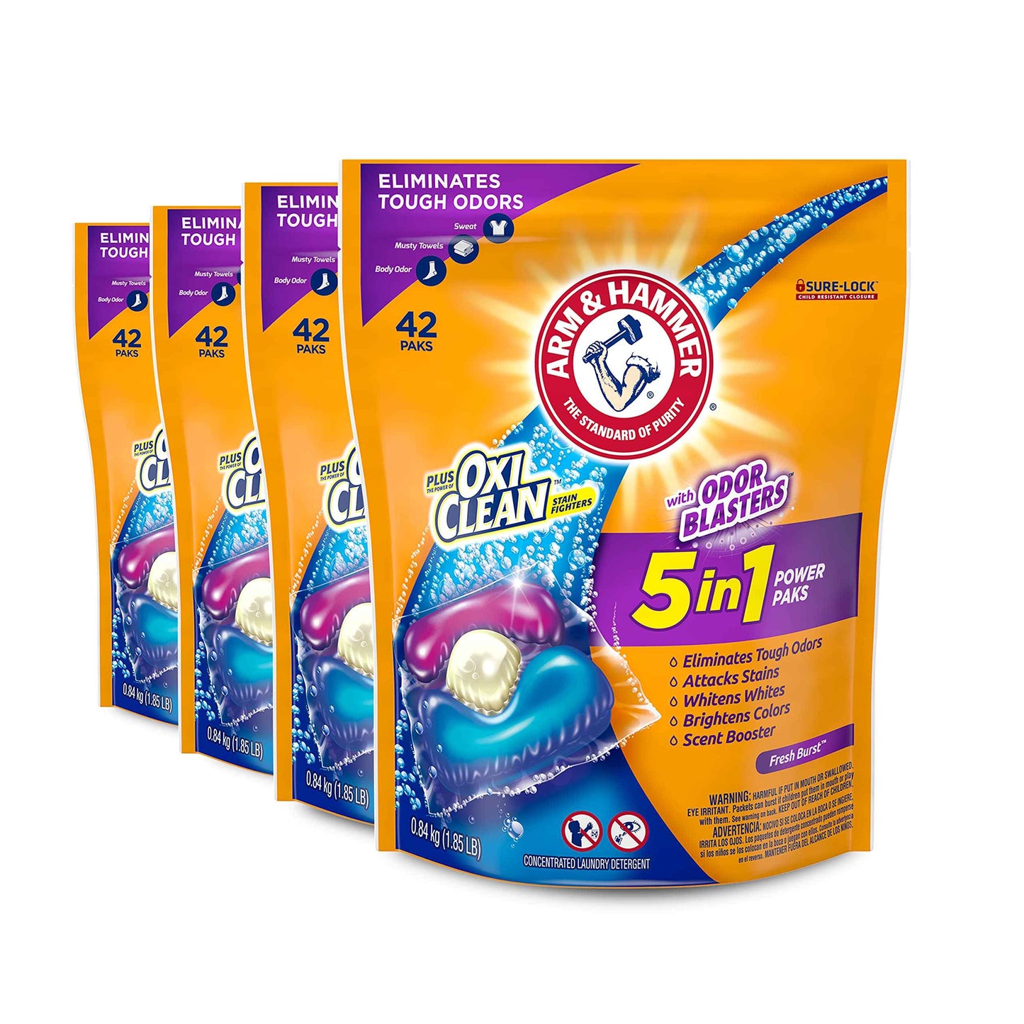 Arm & Hammer Plus OxiClean With Odor Blasters Laundry Detergent 5-IN-1 Power Paks