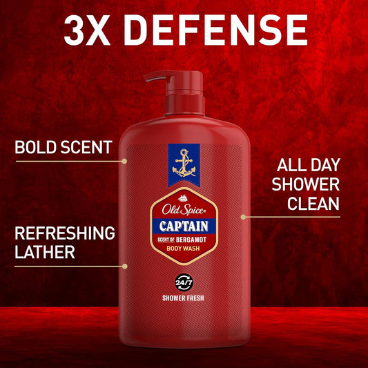 Old_Spice_Refreshing_Body_Wash_for_Men,_3X_Defense,_24/7_Shower_Fresh_with_Long_Lasting_Scent,_Red_Collection,_Captain_with_Bergamot_Scent,_33.4_oz