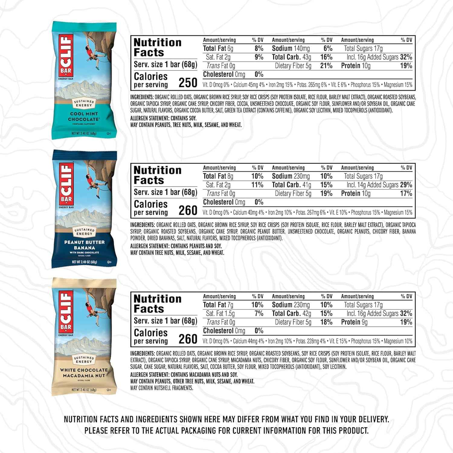 CLIF BAR - Energy Protein Bars - Variety Pack - 6 Flavors - Made with Organic Oats - Energy Bars - Non-GMO